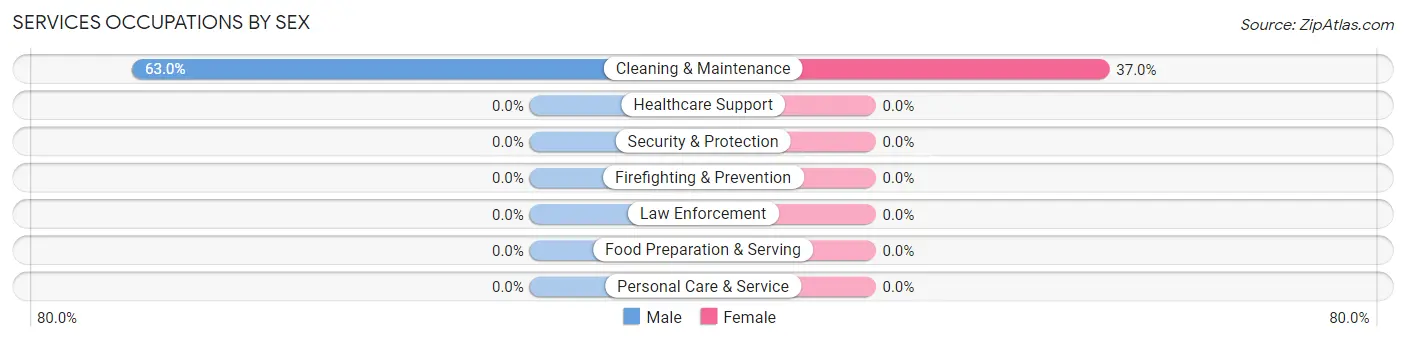 Services Occupations by Sex in Hamer
