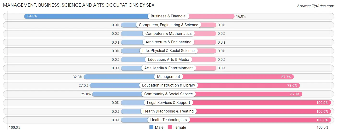 Management, Business, Science and Arts Occupations by Sex in Hampton