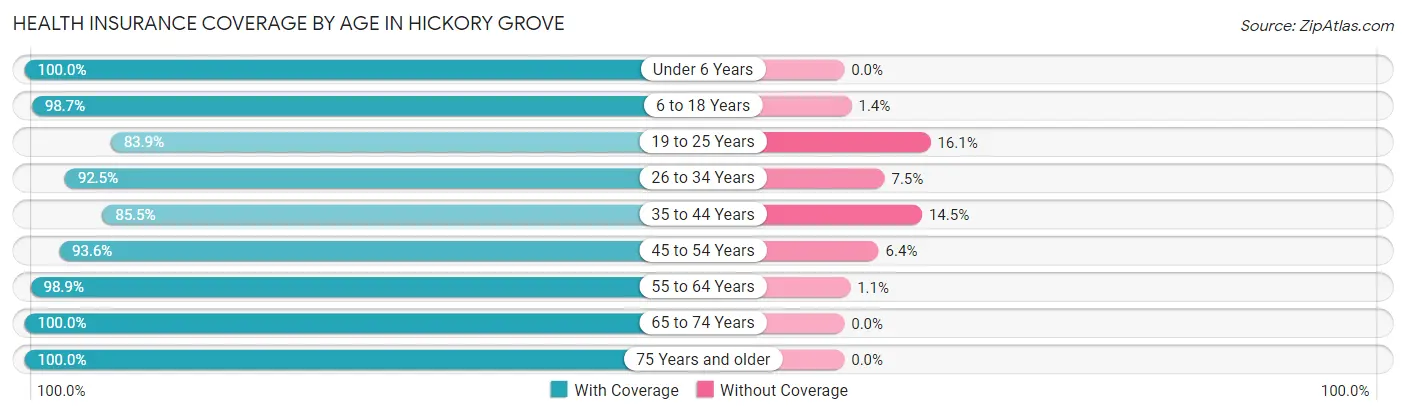 Health Insurance Coverage by Age in Hickory Grove