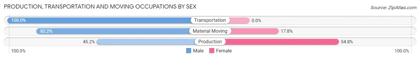 Production, Transportation and Moving Occupations by Sex in Hilltop