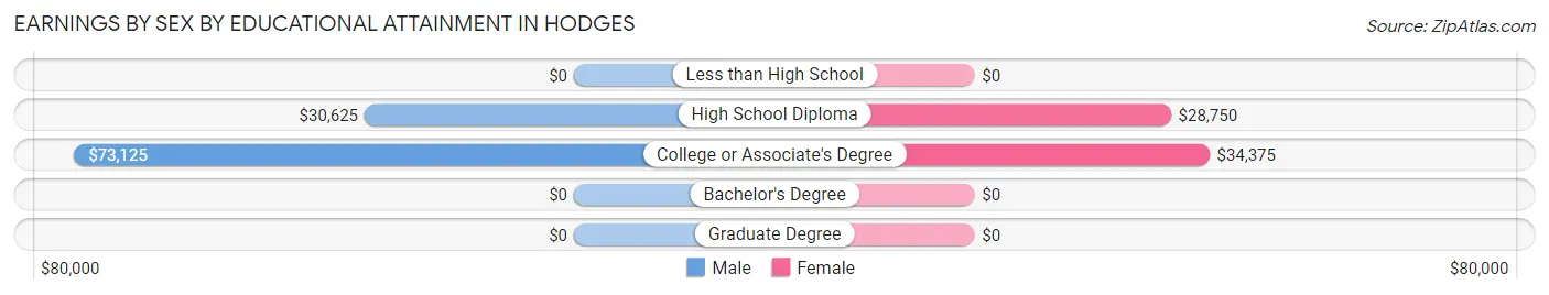 Earnings by Sex by Educational Attainment in Hodges