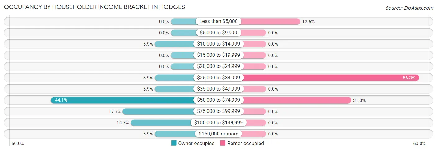 Occupancy by Householder Income Bracket in Hodges