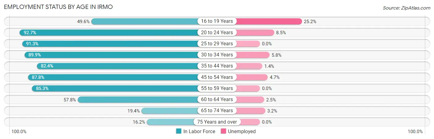 Employment Status by Age in Irmo