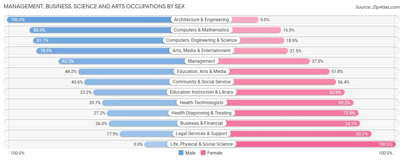 Management, Business, Science and Arts Occupations by Sex in Irmo