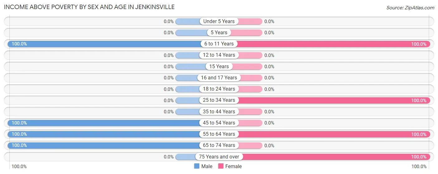 Income Above Poverty by Sex and Age in Jenkinsville