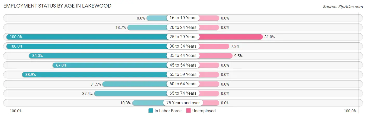Employment Status by Age in Lakewood