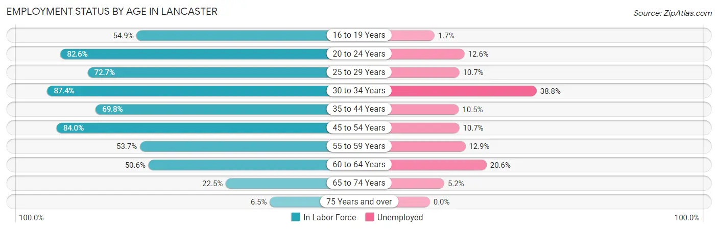 Employment Status by Age in Lancaster