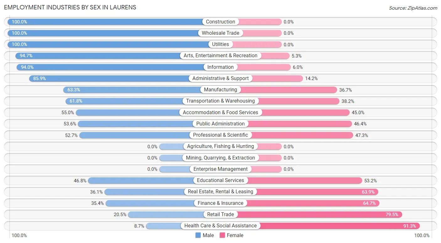 Employment Industries by Sex in Laurens