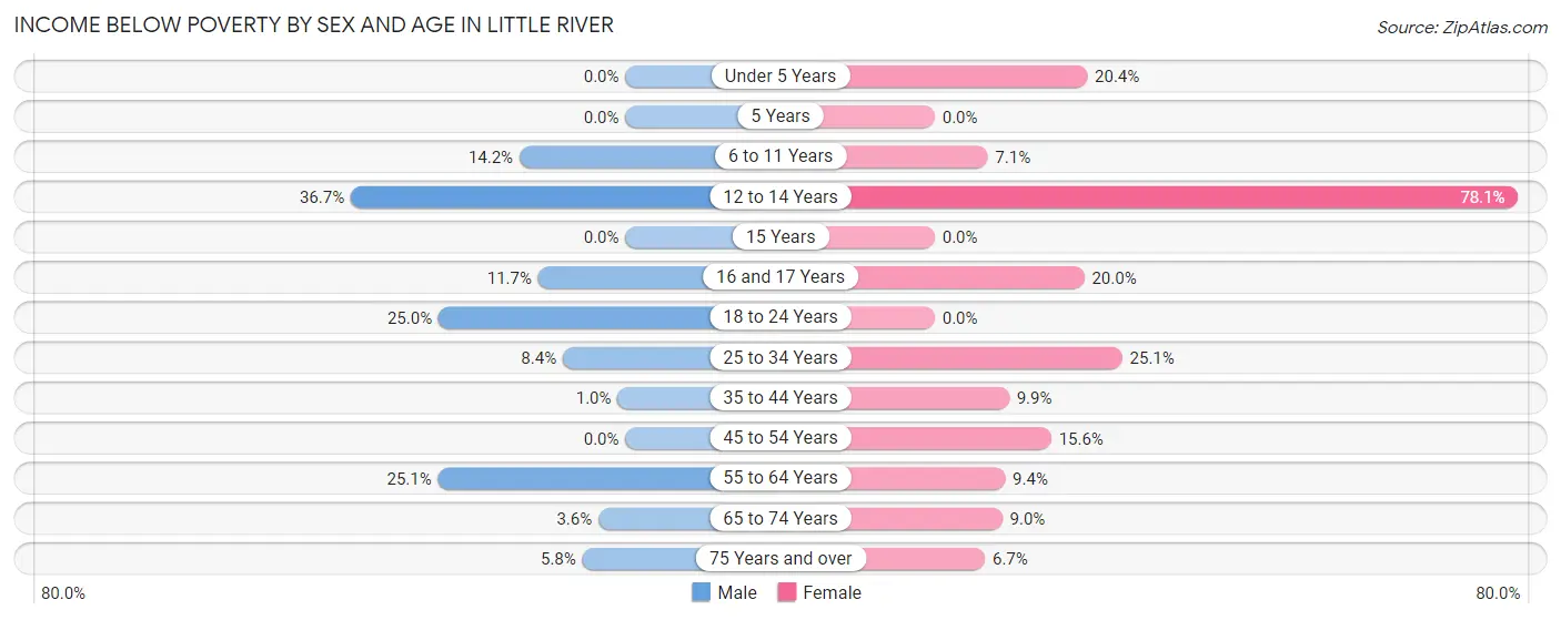 Income Below Poverty by Sex and Age in Little River