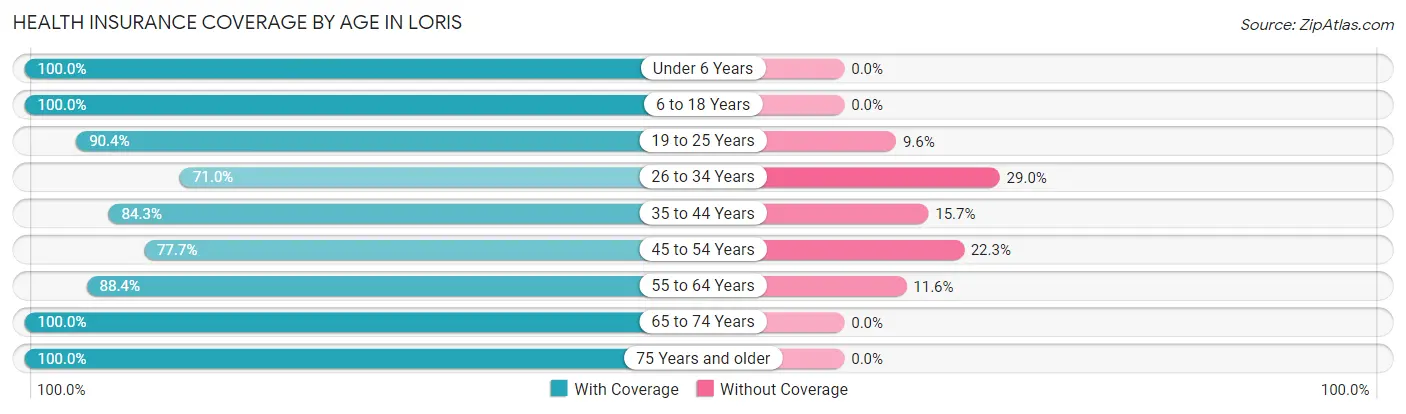 Health Insurance Coverage by Age in Loris