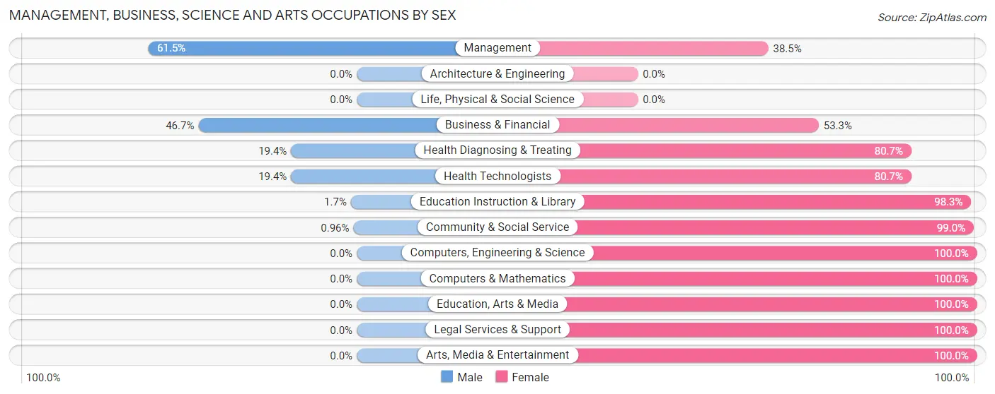 Management, Business, Science and Arts Occupations by Sex in Loris