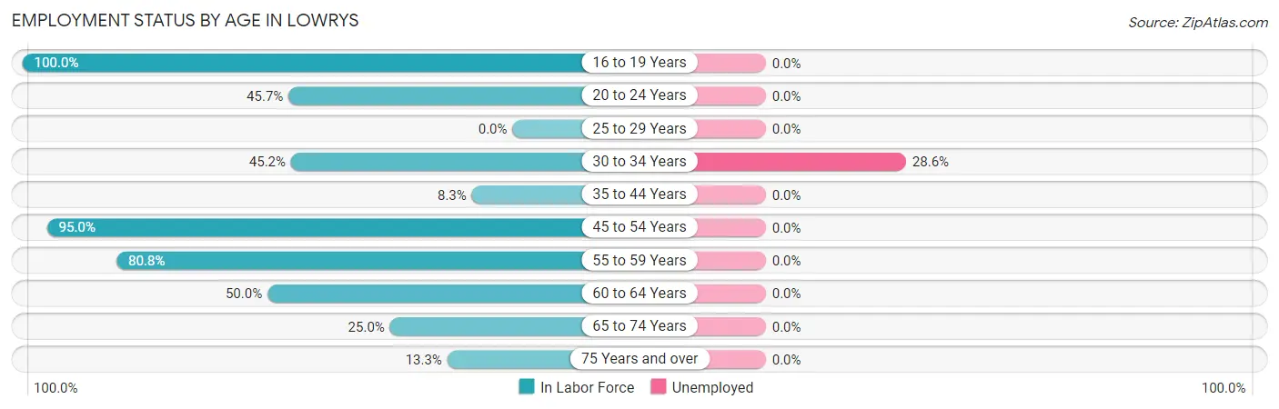 Employment Status by Age in Lowrys