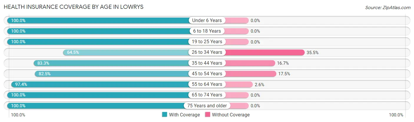 Health Insurance Coverage by Age in Lowrys