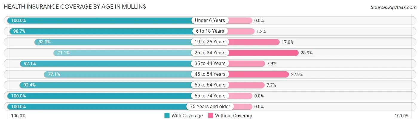 Health Insurance Coverage by Age in Mullins