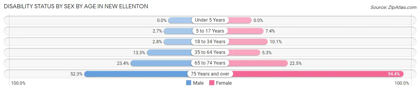 Disability Status by Sex by Age in New Ellenton