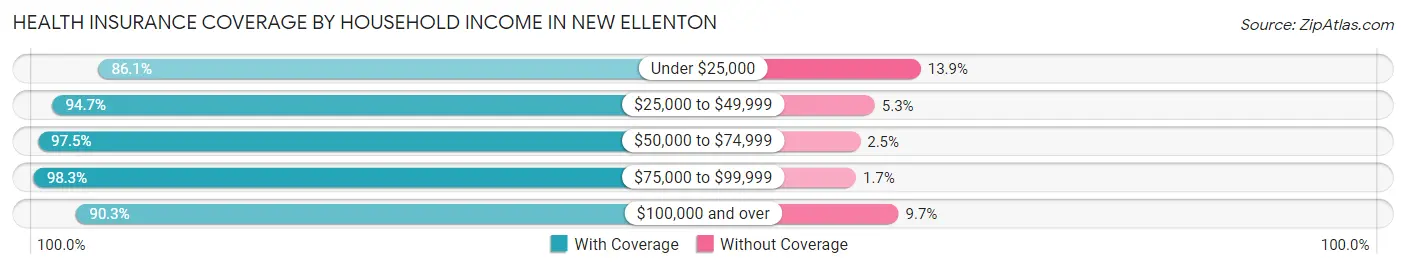 Health Insurance Coverage by Household Income in New Ellenton