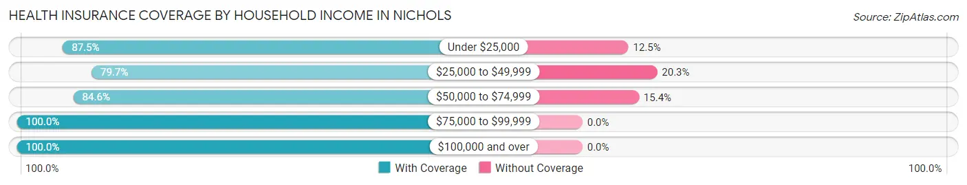 Health Insurance Coverage by Household Income in Nichols