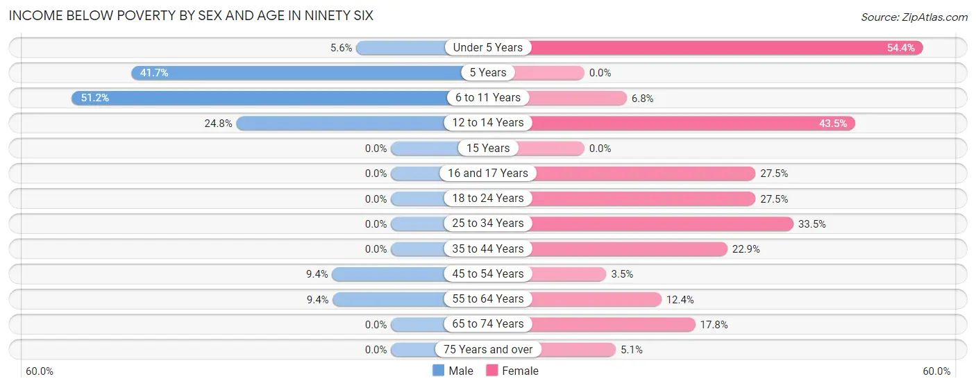 Income Below Poverty by Sex and Age in Ninety Six