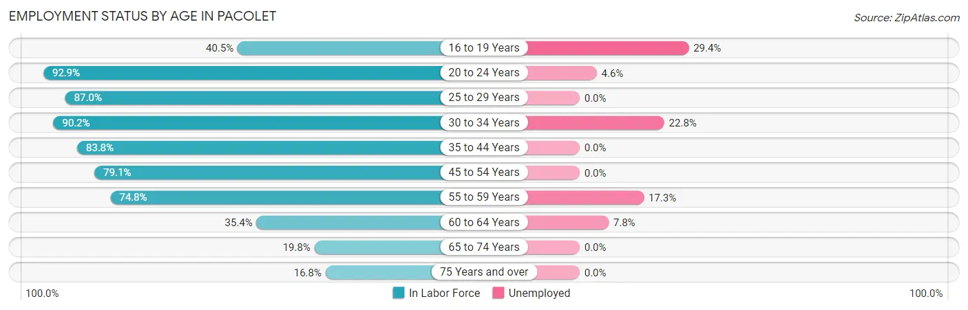 Employment Status by Age in Pacolet