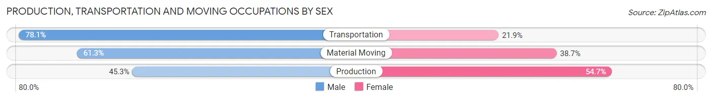 Production, Transportation and Moving Occupations by Sex in Pacolet