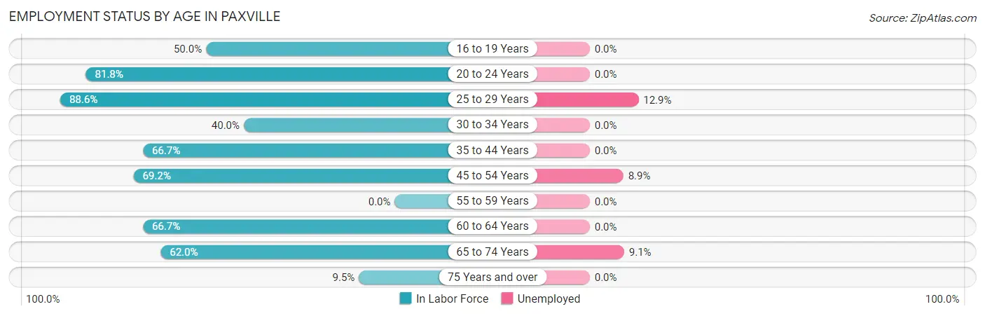 Employment Status by Age in Paxville