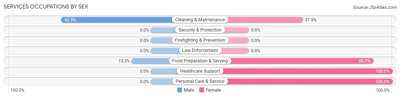 Services Occupations by Sex in Pelion