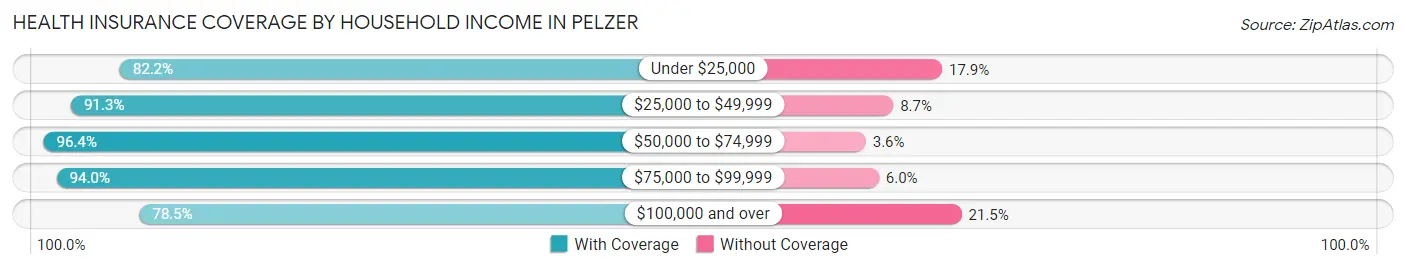 Health Insurance Coverage by Household Income in Pelzer