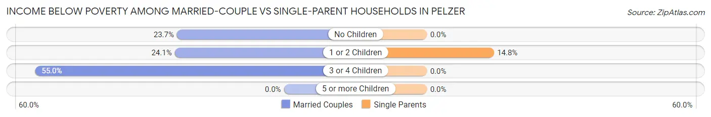 Income Below Poverty Among Married-Couple vs Single-Parent Households in Pelzer