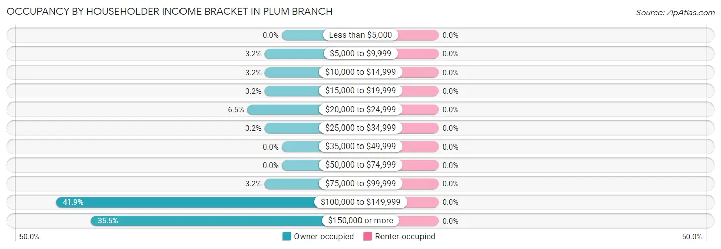 Occupancy by Householder Income Bracket in Plum Branch