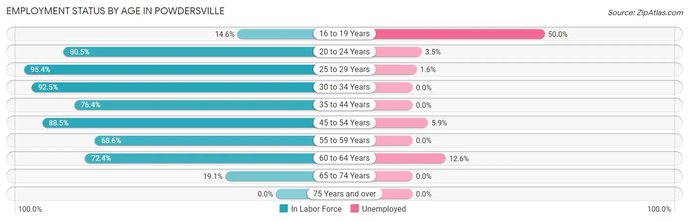 Employment Status by Age in Powdersville