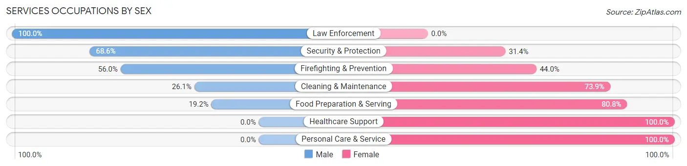Services Occupations by Sex in Ravenel