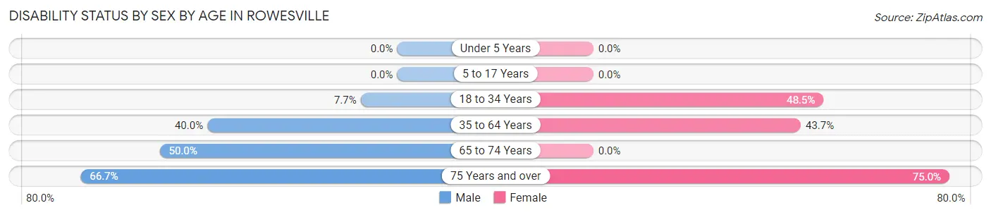Disability Status by Sex by Age in Rowesville