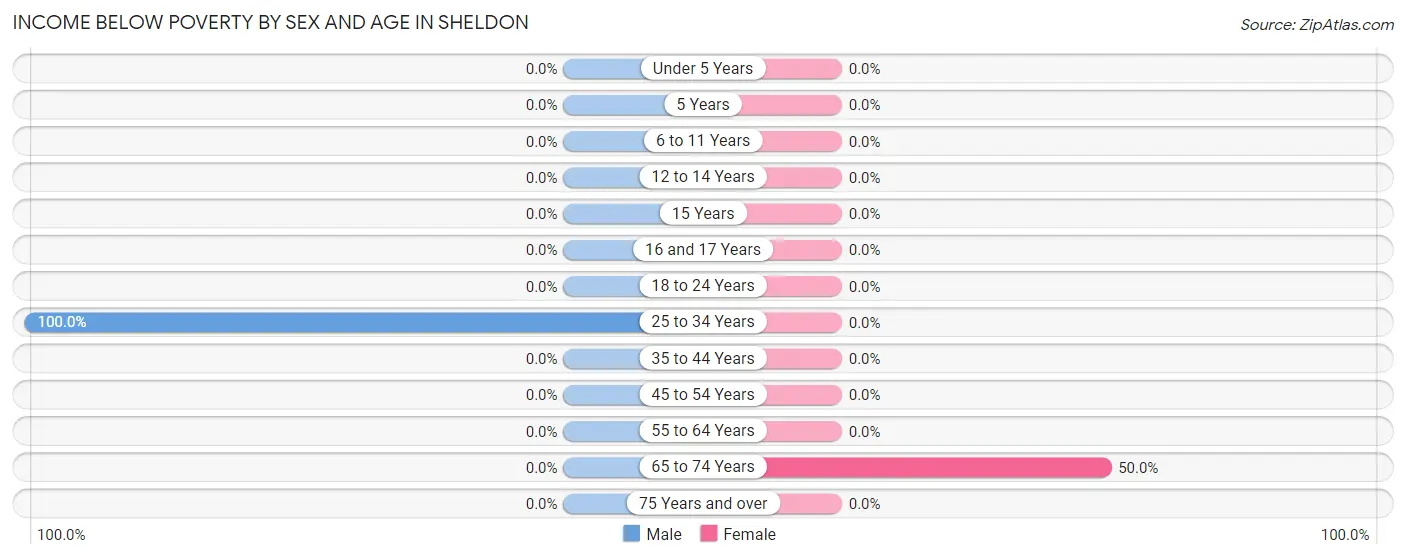 Income Below Poverty by Sex and Age in Sheldon