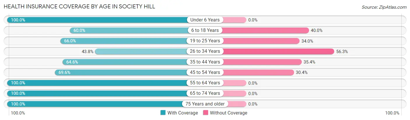 Health Insurance Coverage by Age in Society Hill