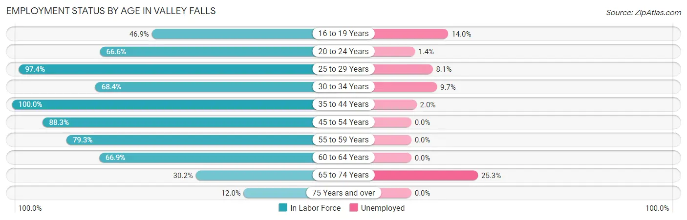 Employment Status by Age in Valley Falls