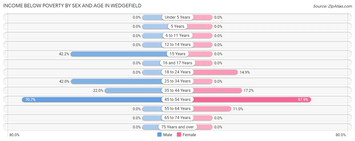 Income Below Poverty by Sex and Age in Wedgefield