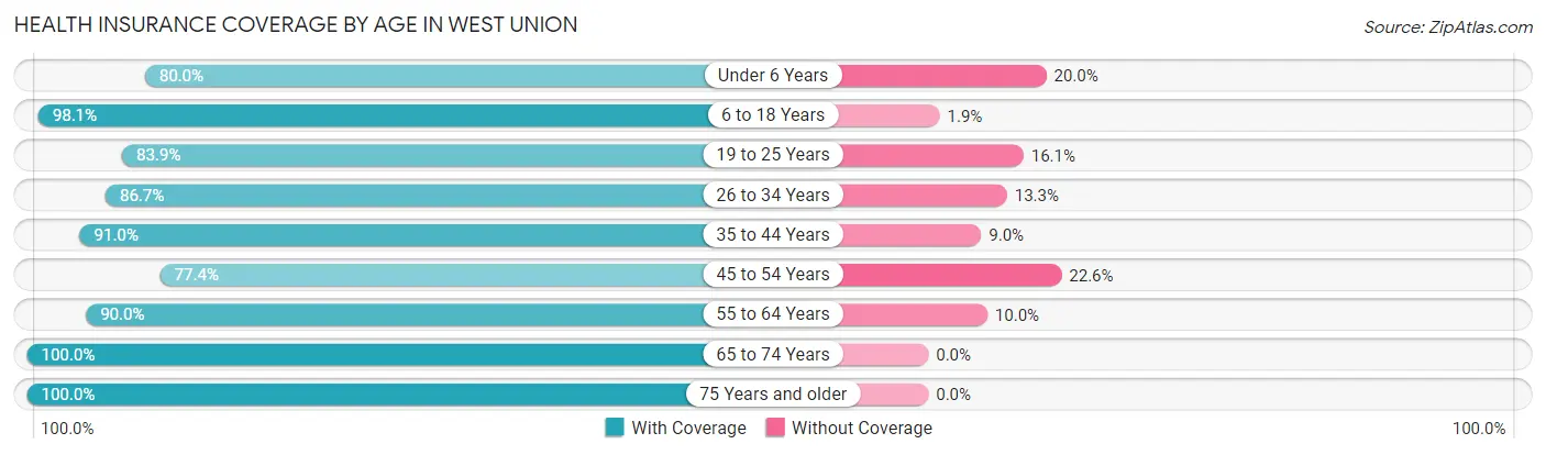 Health Insurance Coverage by Age in West Union