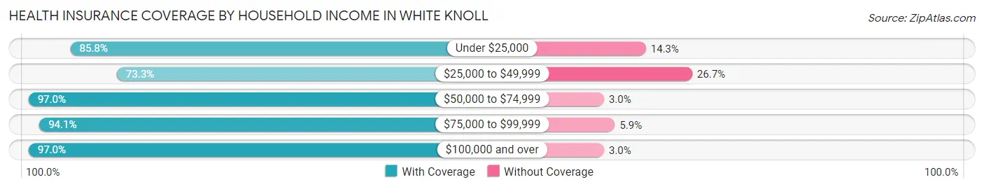 Health Insurance Coverage by Household Income in White Knoll