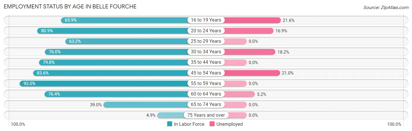 Employment Status by Age in Belle Fourche