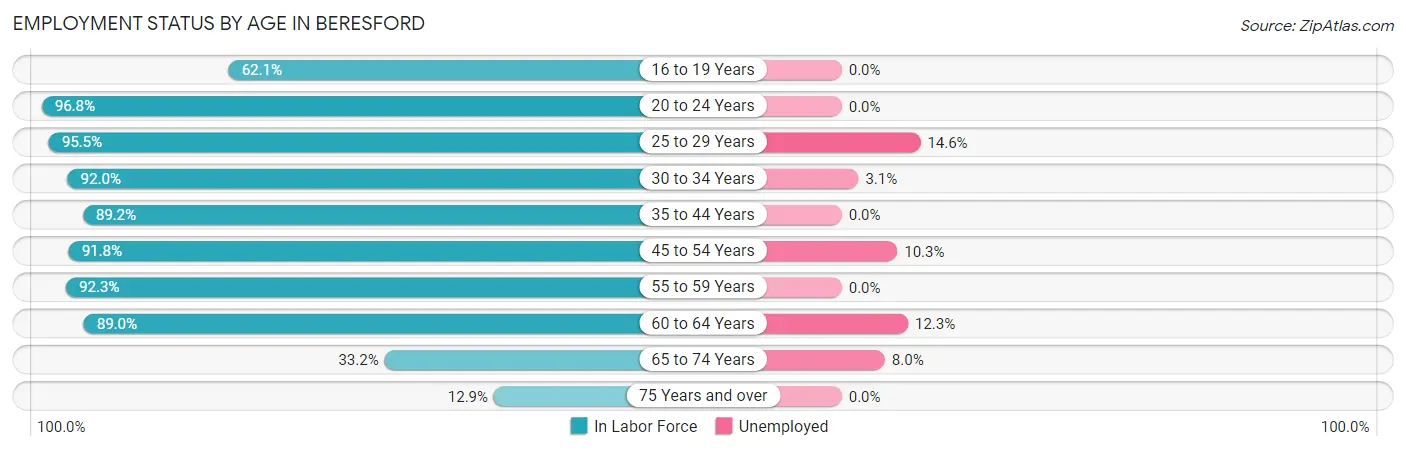 Employment Status by Age in Beresford