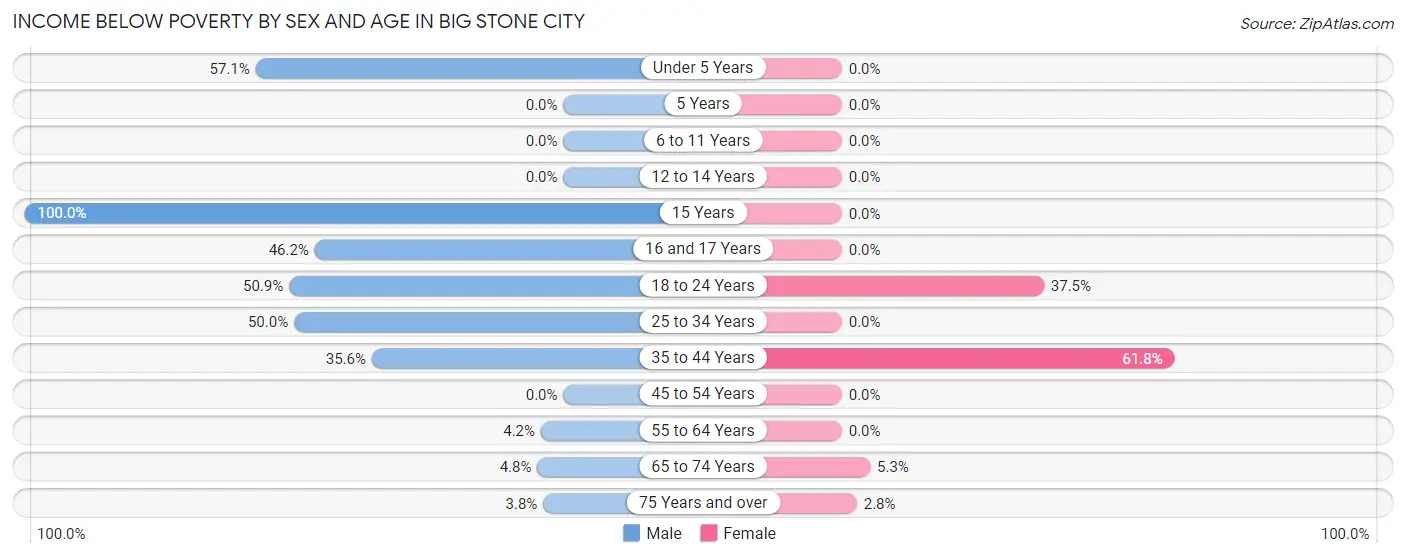 Income Below Poverty by Sex and Age in Big Stone City