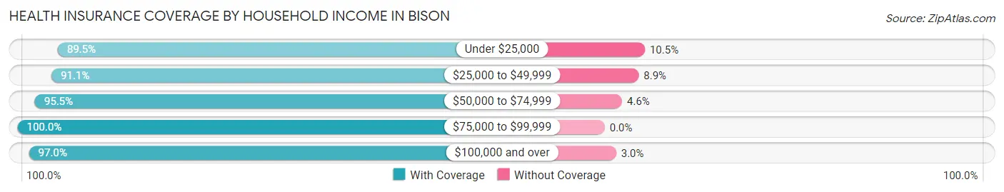 Health Insurance Coverage by Household Income in Bison