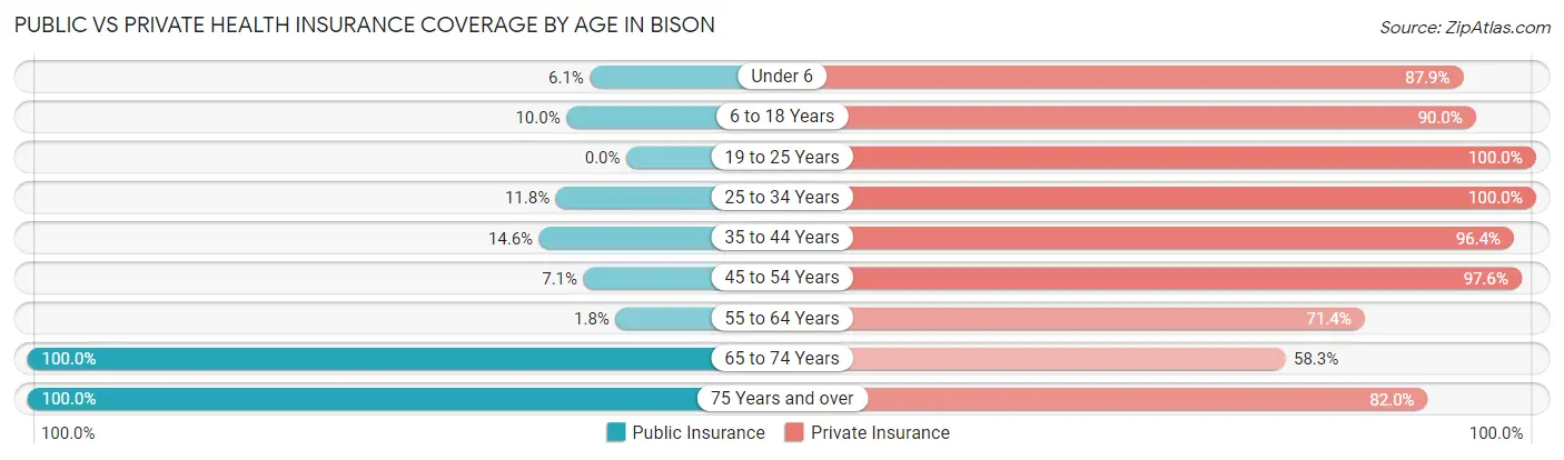 Public vs Private Health Insurance Coverage by Age in Bison