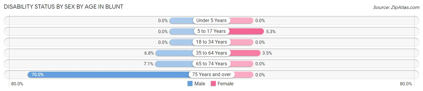 Disability Status by Sex by Age in Blunt