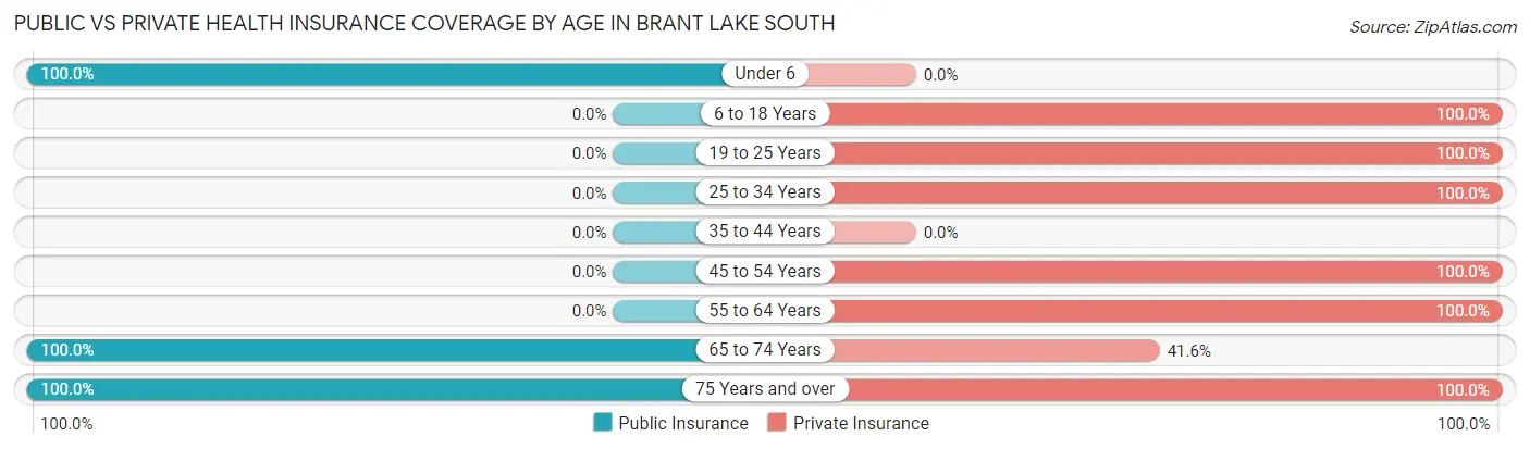Public vs Private Health Insurance Coverage by Age in Brant Lake South