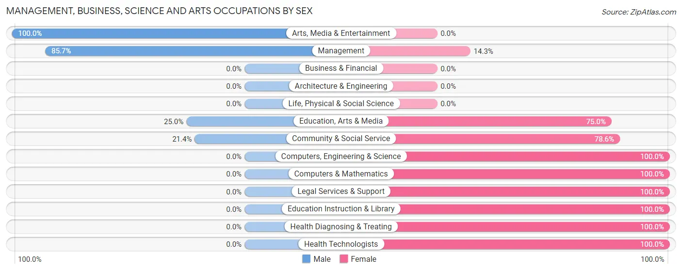 Management, Business, Science and Arts Occupations by Sex in Bridgewater