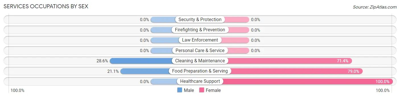 Services Occupations by Sex in Bryant