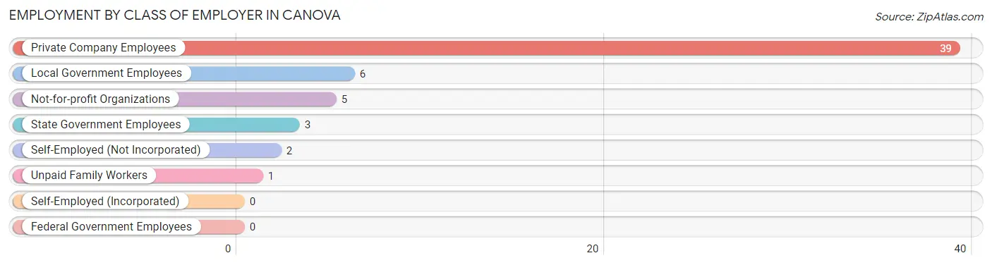 Employment by Class of Employer in Canova