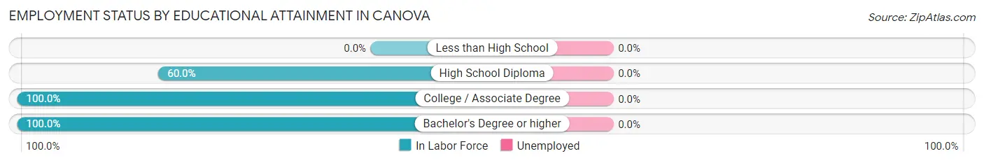 Employment Status by Educational Attainment in Canova