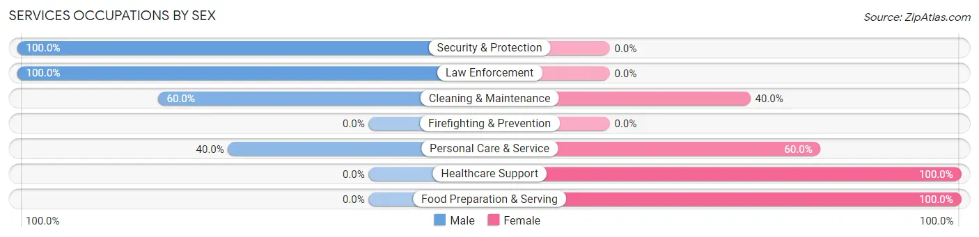 Services Occupations by Sex in Castlewood